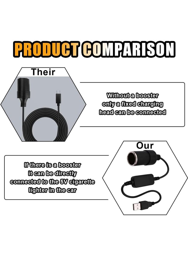 يوجي 2PCS USB ذكر إلى 12V سيارة C * غاريت خفيفة سوكيت كابل محول أنثى مناسبة لتحويل كاميرات داش السيارة الأضواء المحيطة (أقصى 10W) - Image 4